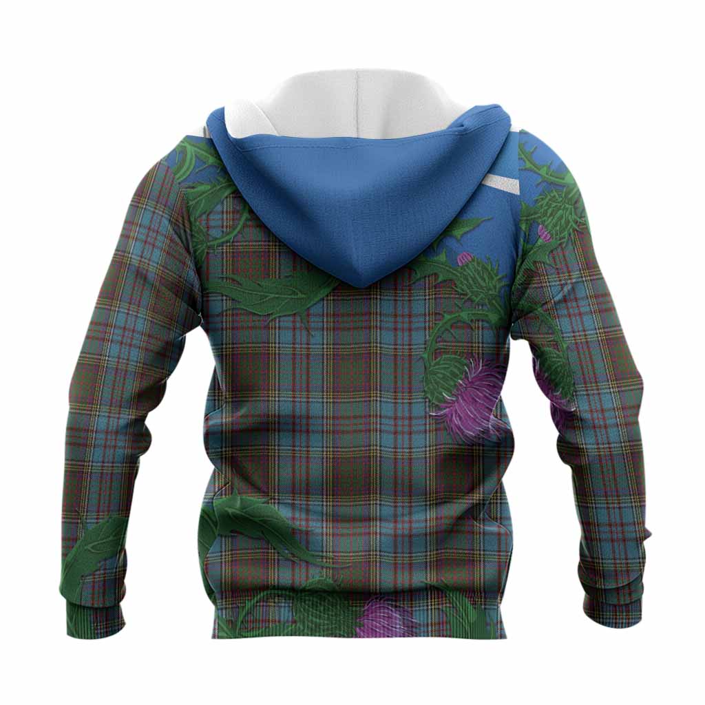 Anderson Tartan Family Crest Knitted Hoodie Thistle in Minimalism