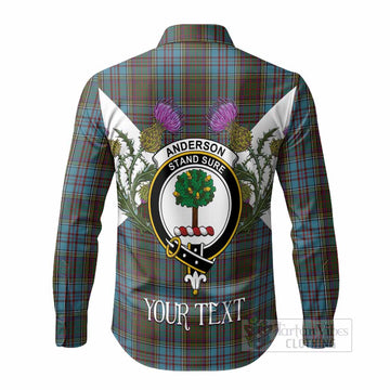 Anderson Tartan Family Crest Long Sleeve Button Shirts Scottish Burns Night Thistle Floral