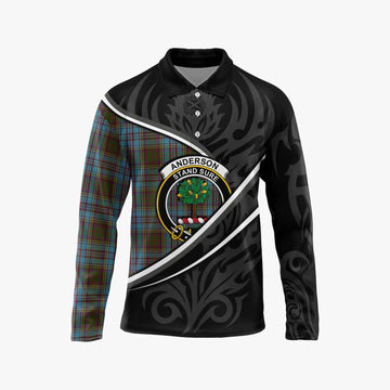 Anderson Tartan Family Crest Long Sleeve Polo Shirt Celtic Scottish Thistle Floral