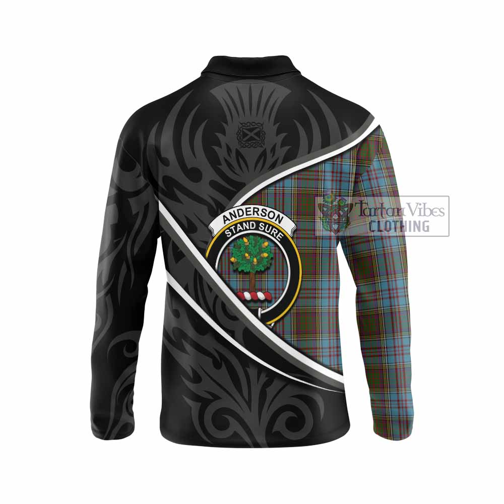 Anderson Tartan Family Crest Long Sleeve Polo Shirt Celtic Scottish Thistle Floral - Tartan Vibes Clothing