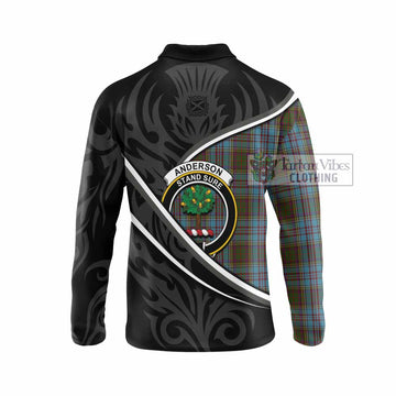 Anderson Tartan Family Crest Long Sleeve Polo Shirt Celtic Scottish Thistle Floral