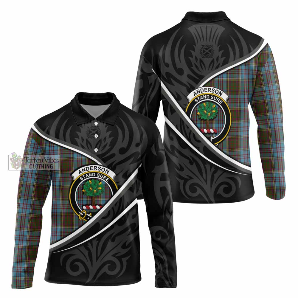 Anderson Tartan Family Crest Long Sleeve Polo Shirt Celtic Scottish Thistle Floral - Tartan Vibes Clothing