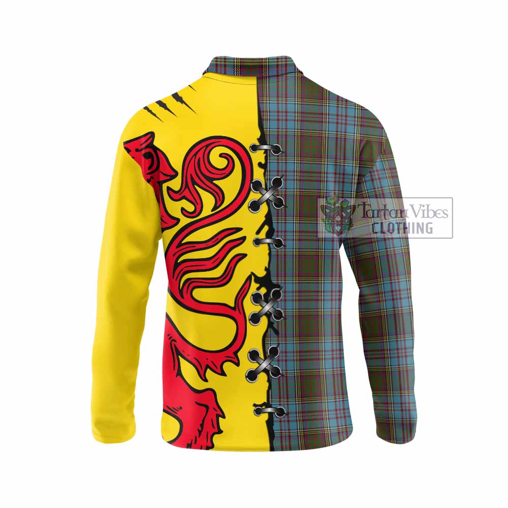 Anderson Tartan Family Crest Long Sleeve Polo Shirt Lion Rampant Honor - Tartan Vibes Clothing