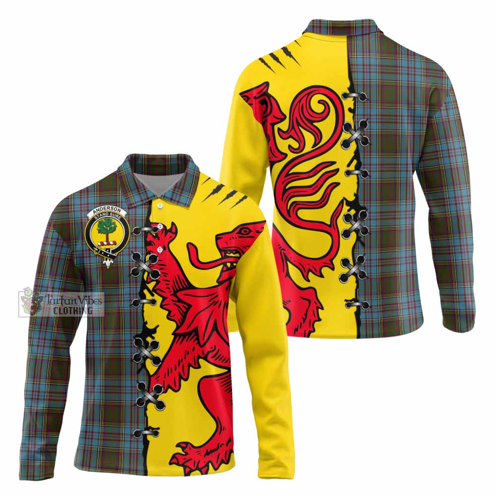 Anderson Tartan Family Crest Long Sleeve Polo Shirt Lion Rampant Honor - Tartan Vibes Clothing