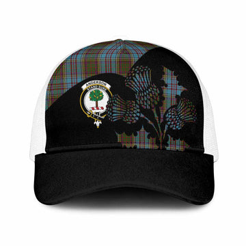 Anderson Tartan Family Crest Mesh Trucker Cap Scotland Thistle Floral Flag Style