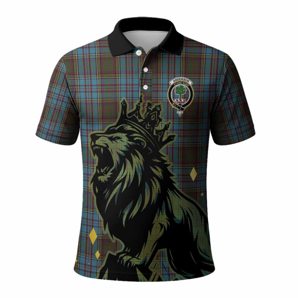 Anderson Tartan Family Crest Polo Shirt Crowned Lion Roaring