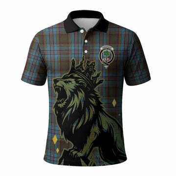 Anderson Tartan Family Crest Polo Shirt Crowned Lion Roaring