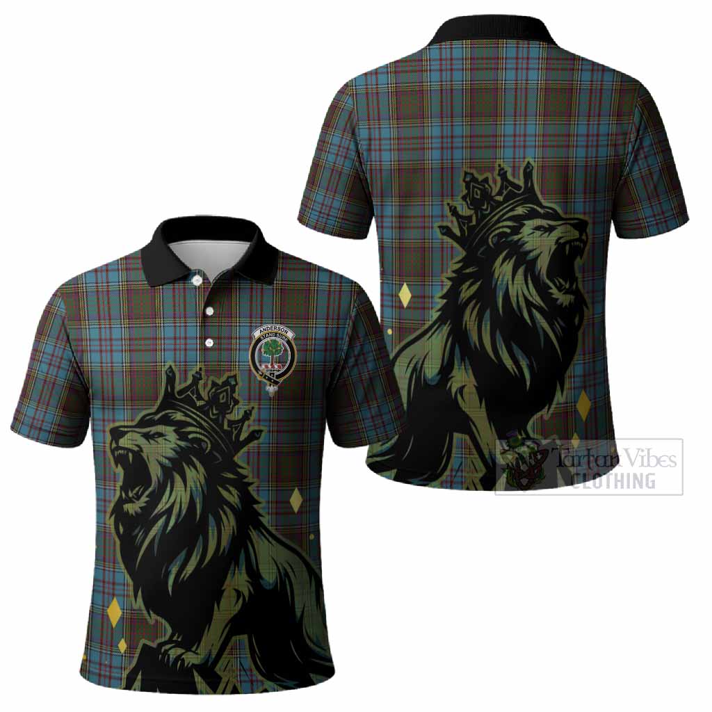 Anderson Tartan Family Crest Polo Shirt Crowned Lion Roaring