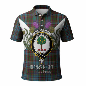 Anderson Tartan Family Crest Polo Shirt Scottish Burns Night Thistle Floral