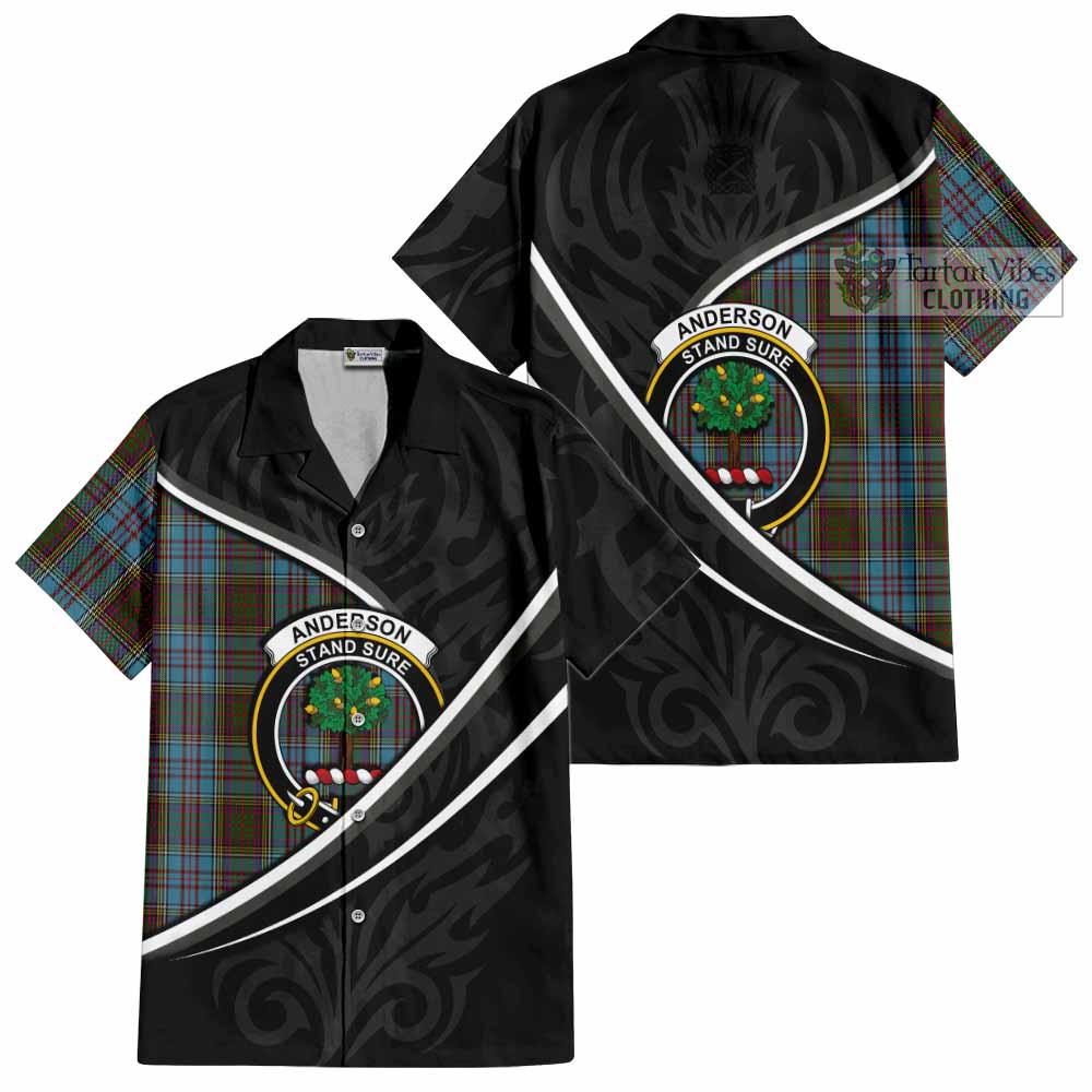Anderson Tartan Family Crest Short Sleeve Button Shirt Celtic Scottish Thistle Floral - Tartan Vibes Clothing
