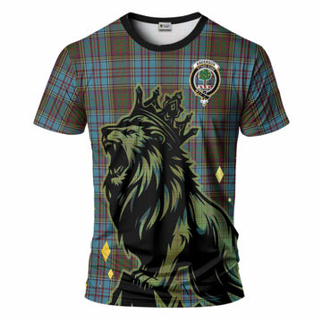 Anderson Tartan Family Crest T-Shirt Crowned Lion Roaring