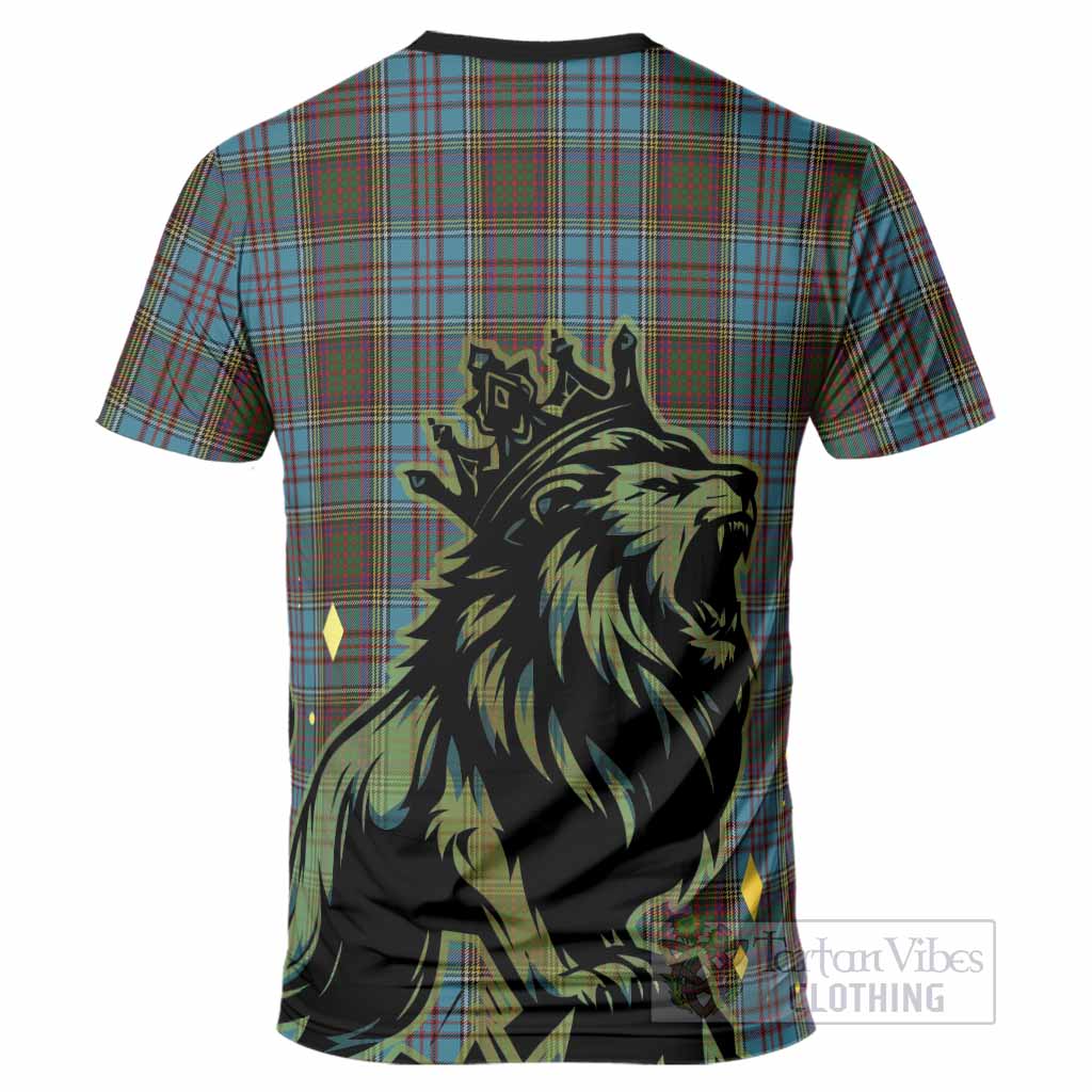 Anderson Tartan Family Crest T-Shirt Crowned Lion Roaring