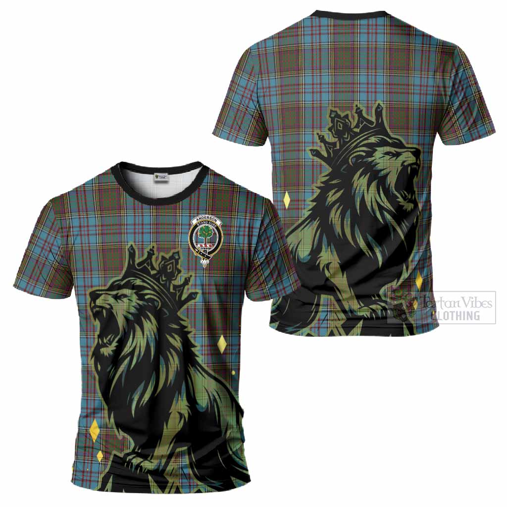 Anderson Tartan Family Crest T-Shirt Crowned Lion Roaring