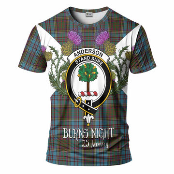 Anderson Tartan Family Crest T-Shirt Scottish Burns Night Thistle Floral