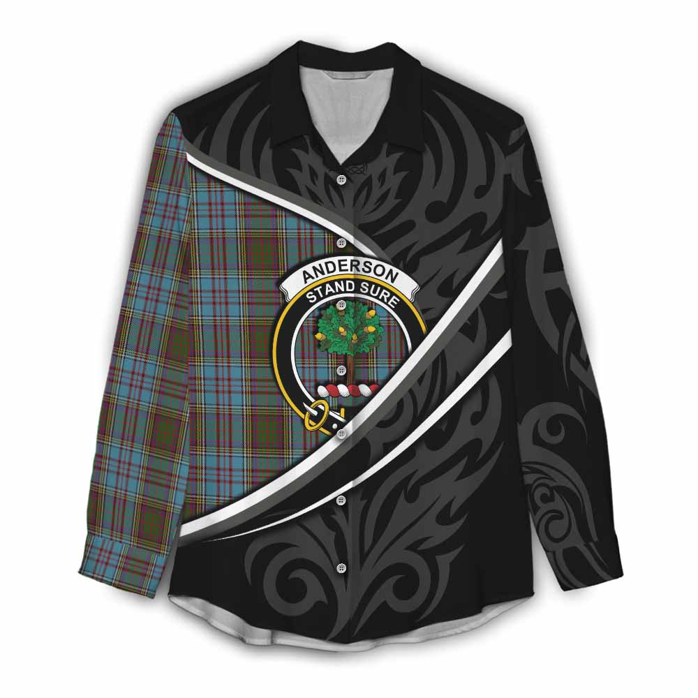 Anderson Tartan Family Crest Women Casual Shirt Celtic Scottish Thistle Floral - Tartan Vibes Clothing