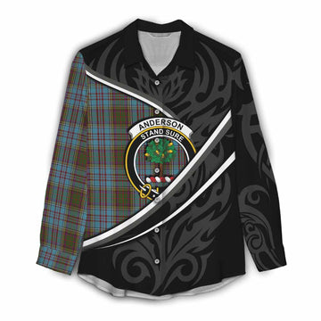 Anderson Tartan Family Crest Women Casual Shirt Celtic Scottish Thistle Floral