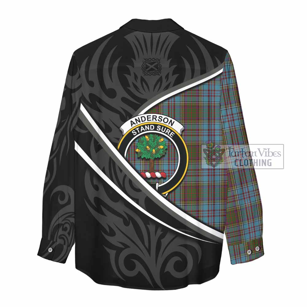 Anderson Tartan Family Crest Women Casual Shirt Celtic Scottish Thistle Floral - Tartan Vibes Clothing