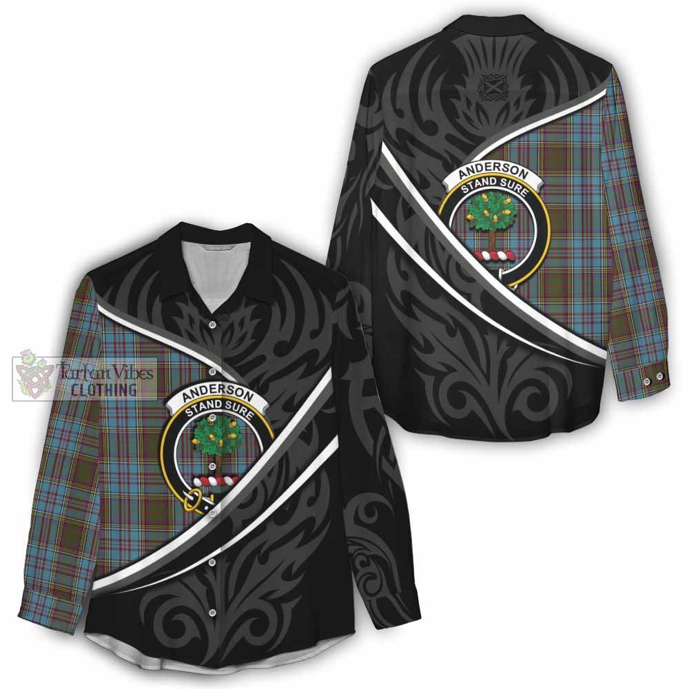 Anderson Tartan Family Crest Women Casual Shirt Celtic Scottish Thistle Floral - Tartan Vibes Clothing