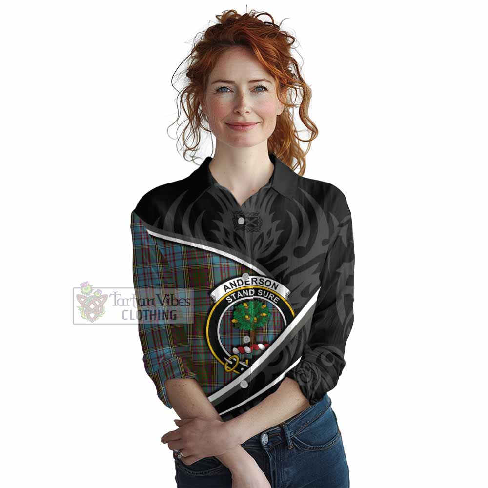 Anderson Tartan Family Crest Women Casual Shirt Celtic Scottish Thistle Floral - Tartan Vibes Clothing
