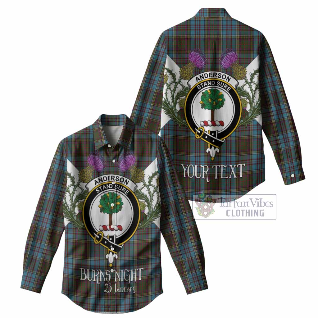 Anderson Tartan Family Crest Women Casual Shirt Scottish Burns Night Thistle Floral