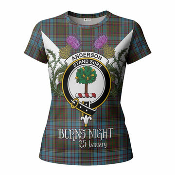 Anderson Tartan Family Crest Women T shirt Scottish Burns Night Thistle Floral