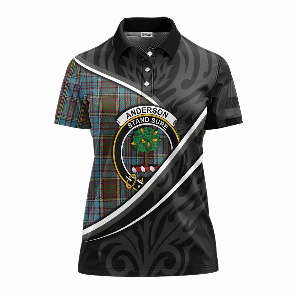 Anderson Tartan Family Crest Women's Polo Shirt Celtic Scottish Thistle Floral - Tartan Vibes Clothing