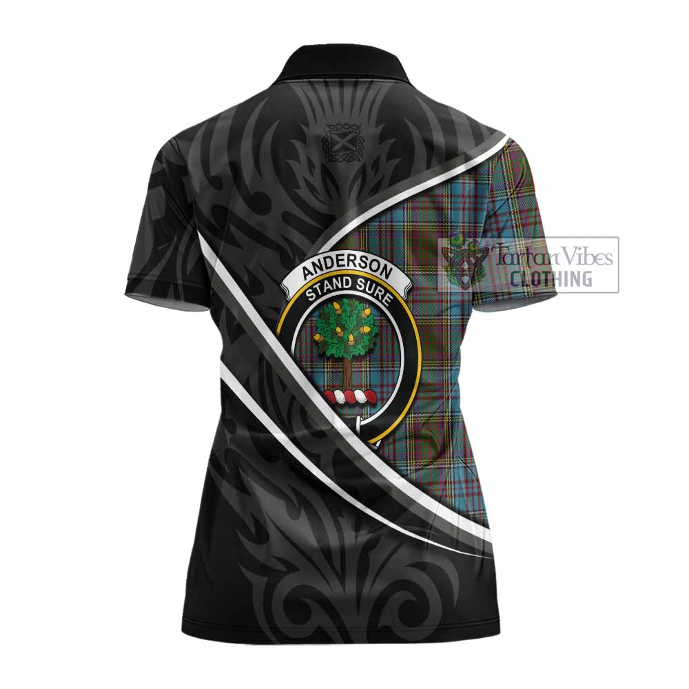 Anderson Tartan Family Crest Women's Polo Shirt Celtic Scottish Thistle Floral - Tartan Vibes Clothing