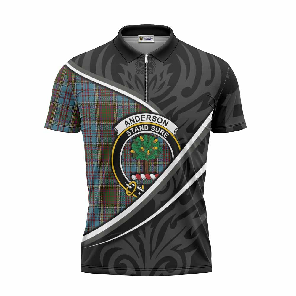 Anderson Tartan Family Crest Zipper Polo Shirt Celtic Scottish Thistle Floral - Tartan Vibes Clothing