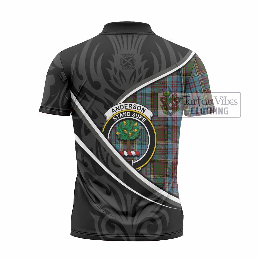 Anderson Tartan Family Crest Zipper Polo Shirt Celtic Scottish Thistle Floral - Tartan Vibes Clothing