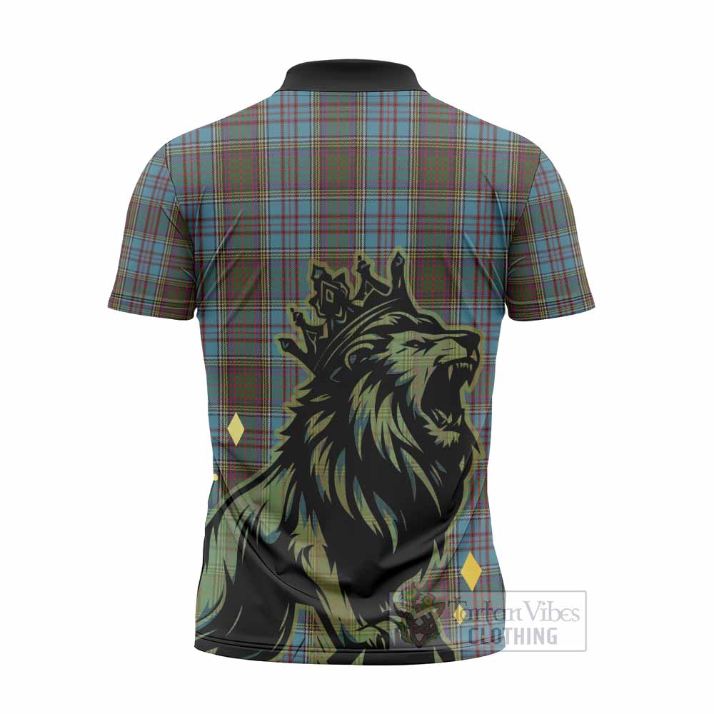 Anderson Tartan Family Crest Zipper Polo Shirt Crowned Lion Roaring