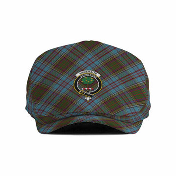 Anderson Tartan Flat Cap, Jeff Cap Cross Style with Family Crest