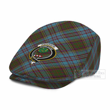 Anderson Tartan Flat Cap, Jeff Cap Cross Style with Family Crest
