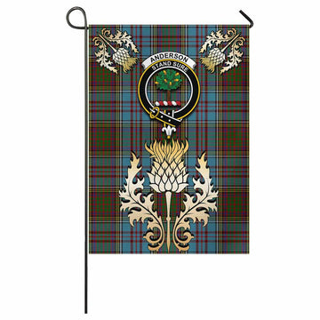 Anderson Tartan Garden Flag with Golden Regal Scottish Thistle Emblem - Tartan Vibes Clothing