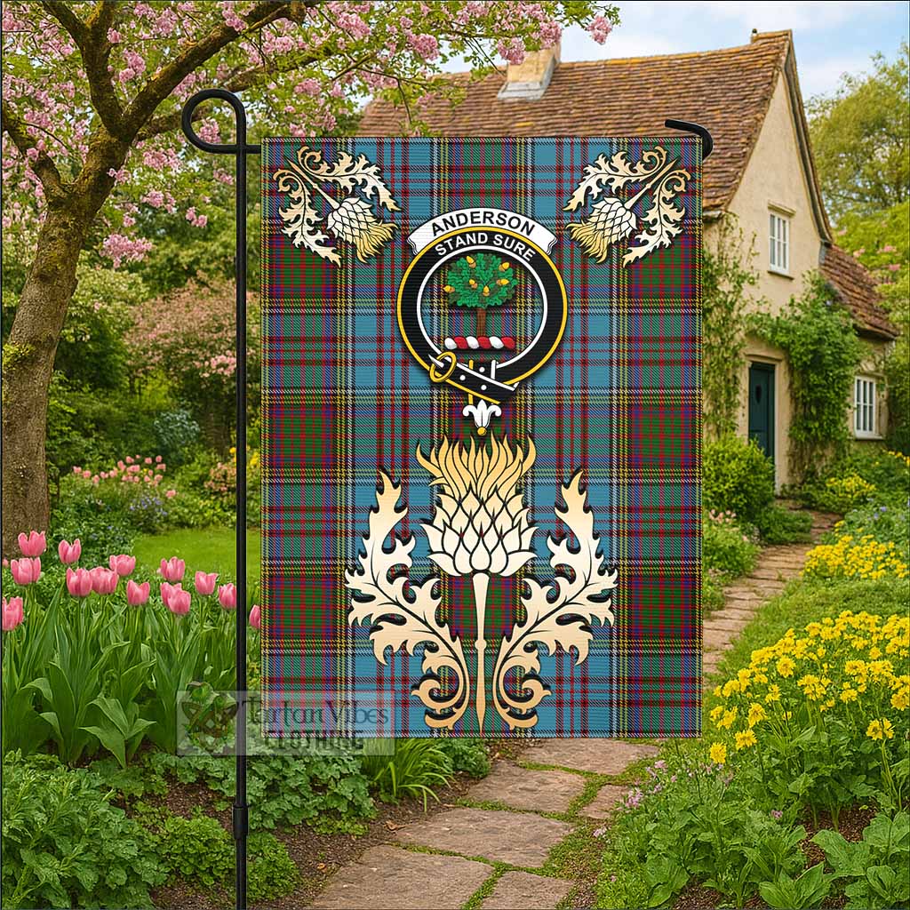 Anderson Tartan Garden Flag with Golden Regal Scottish Thistle Emblem - Tartan Vibes Clothing