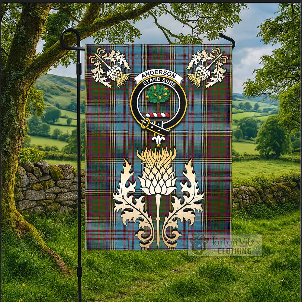 Anderson Tartan Garden Flag with Golden Regal Scottish Thistle Emblem - Tartan Vibes Clothing
