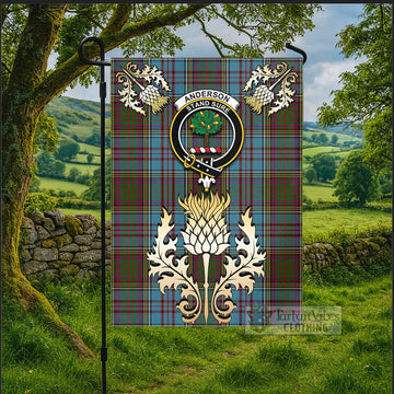 Anderson Tartan Garden Flag with Golden Regal Scottish Thistle Emblem - Tartan Vibes Clothing