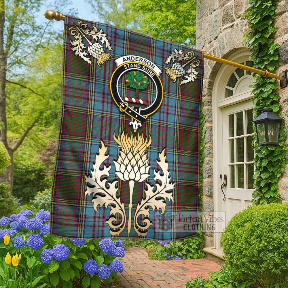 Anderson Tartan Garden Flag with Golden Regal Scottish Thistle Emblem - Tartan Vibes Clothing