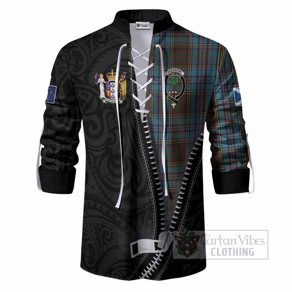 Anderson Tartan Ghillie Shirt New Zealand Pattern Unique Zipper Stylized