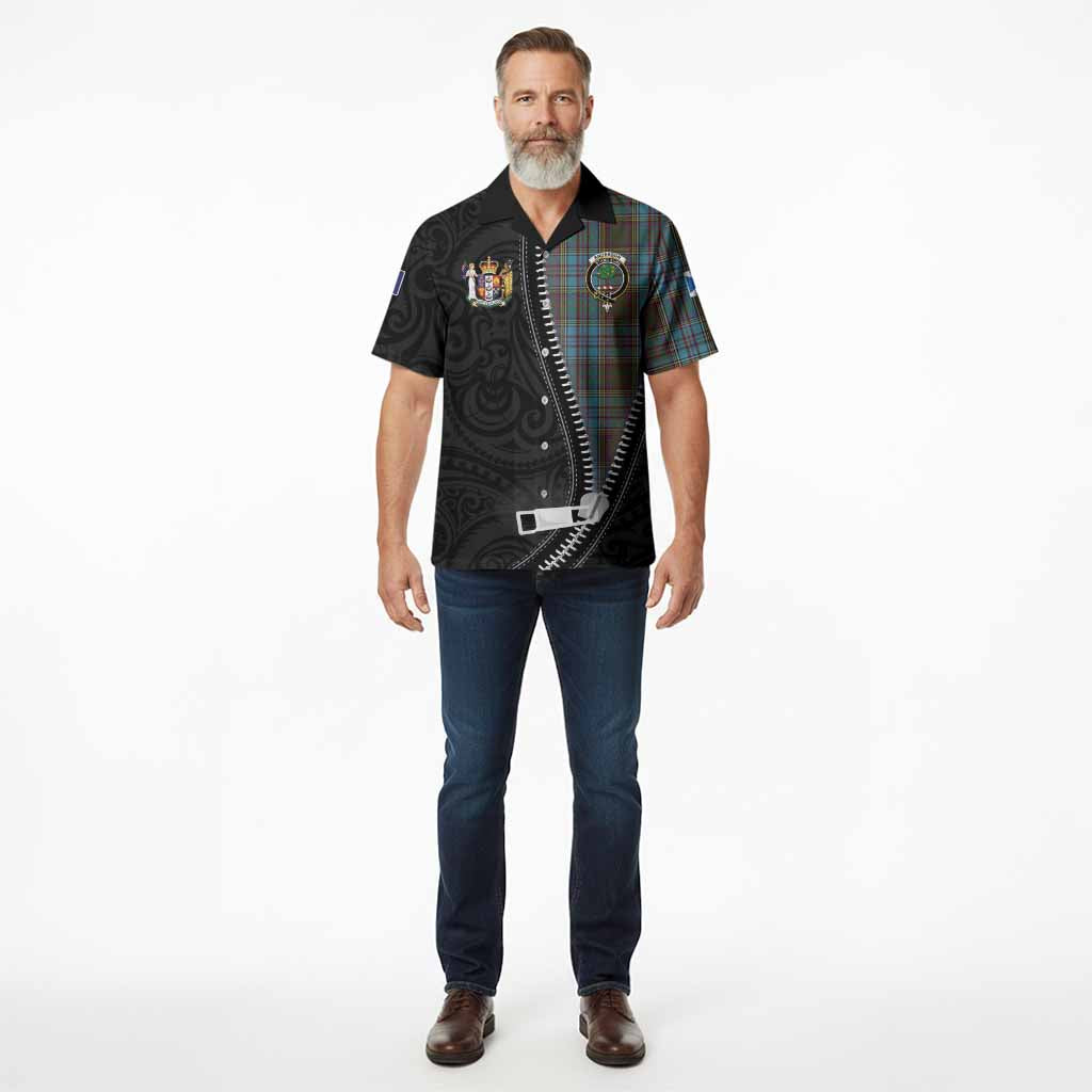 Anderson Tartan Hawaiian Shirt New Zealand Pattern Unique Zipper Stylized