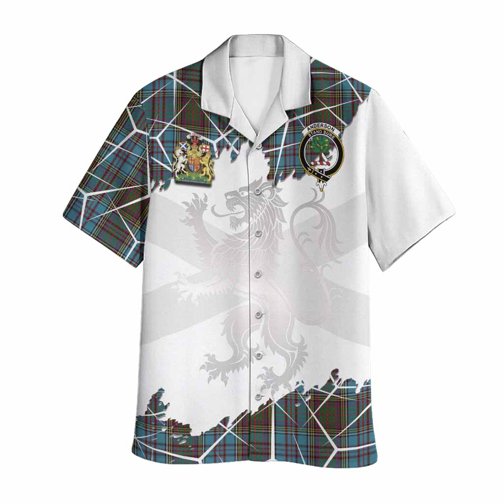 Anderson Tartan Hawaiian Shirt with Family Crest and Lion Rampant Grunge Style