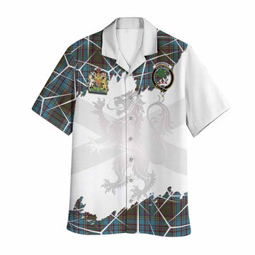 Anderson Tartan Hawaiian Shirt with Family Crest and Lion Rampant Grunge Style