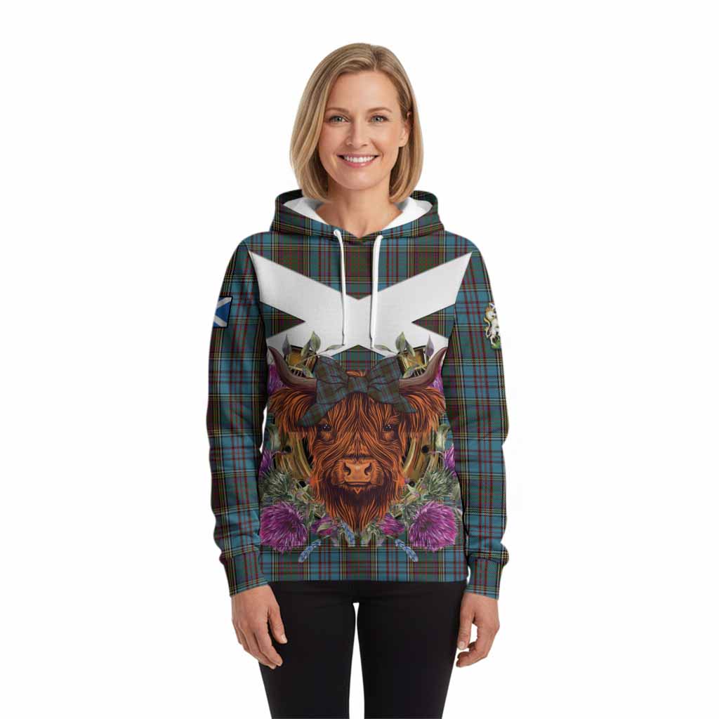 Anderson Tartan Hoodie Scottish Thistle Heilan Coo