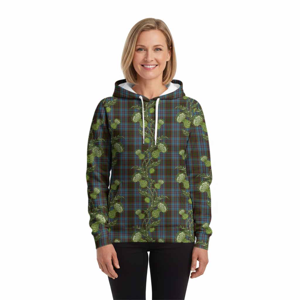 Anderson Tartan Hoodie Seamless Scottish Thistle Flowers