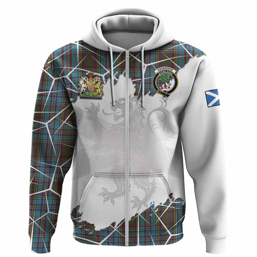 Anderson Tartan Hoodie with Family Crest and Lion Rampant Grunge Style