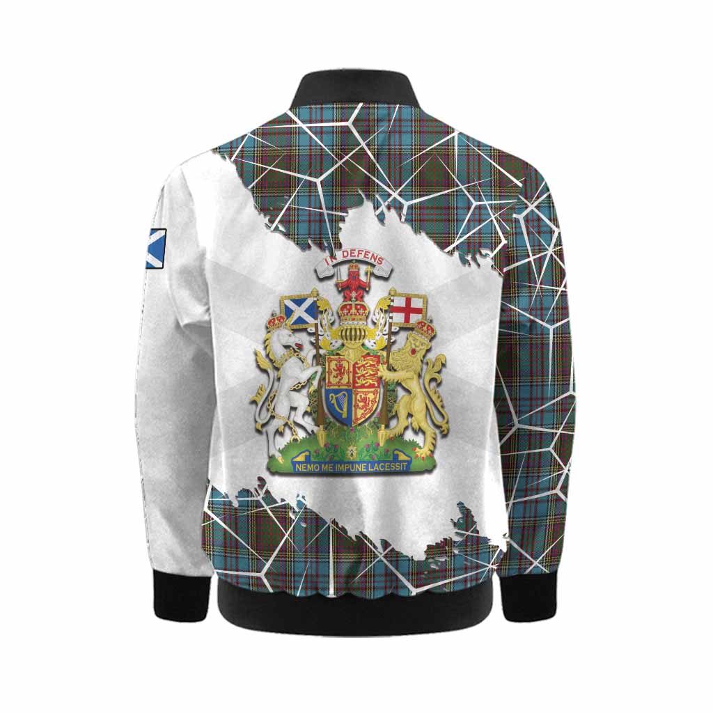 Anderson Tartan Kid Bomber Jacket with Family Crest and Lion Rampant Grunge Style