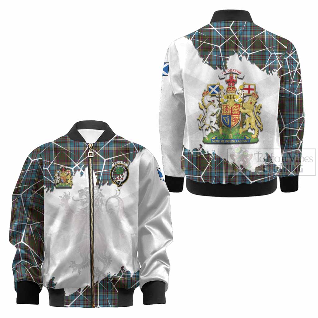 Anderson Tartan Kid Bomber Jacket with Family Crest and Lion Rampant Grunge Style
