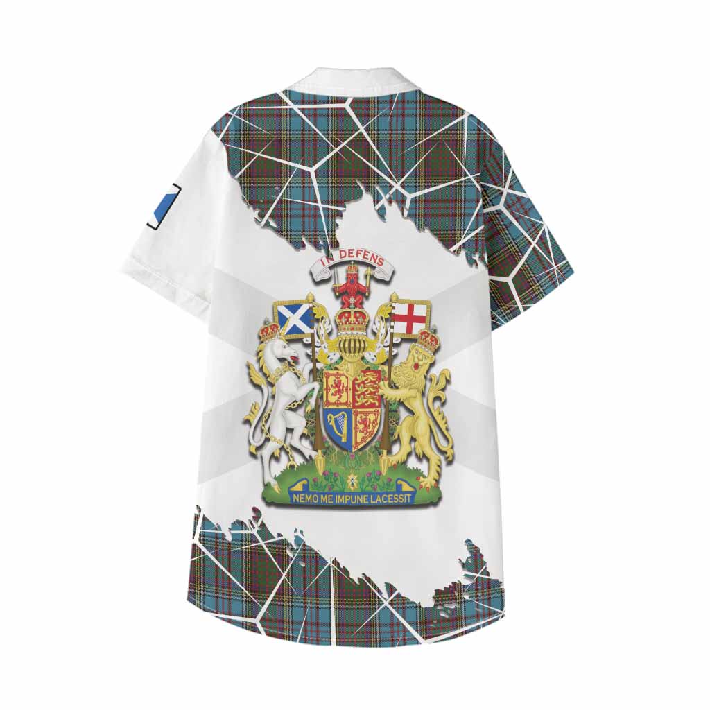 Anderson Tartan Kid Hawaiian Shirt with Family Crest and Lion Rampant Grunge Style