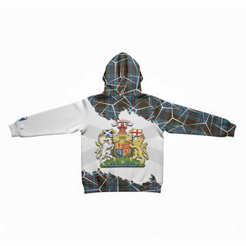 Anderson Tartan Kid Hoodie with Family Crest and Lion Rampant Grunge Style