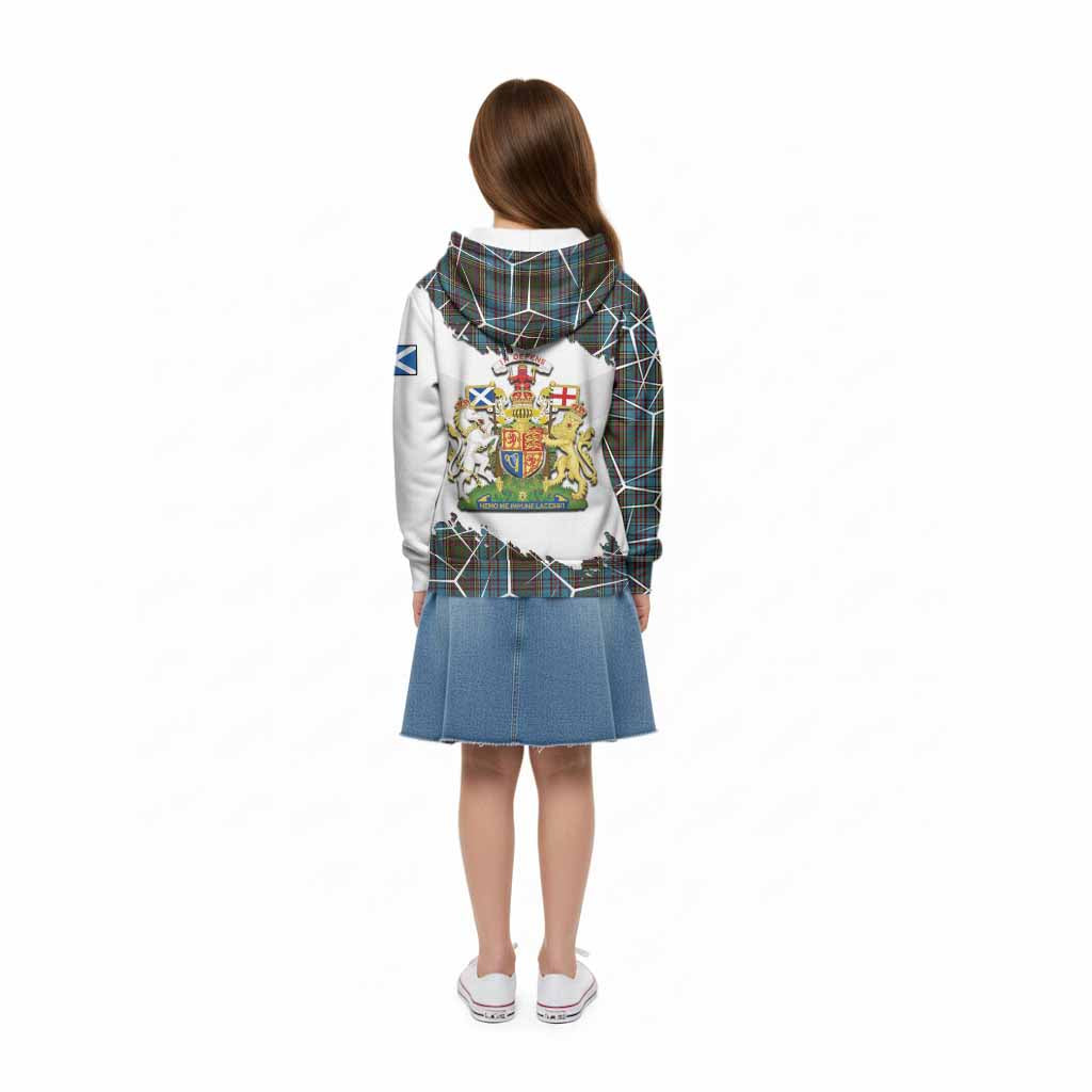 Anderson Tartan Kid Hoodie with Family Crest and Lion Rampant Grunge Style