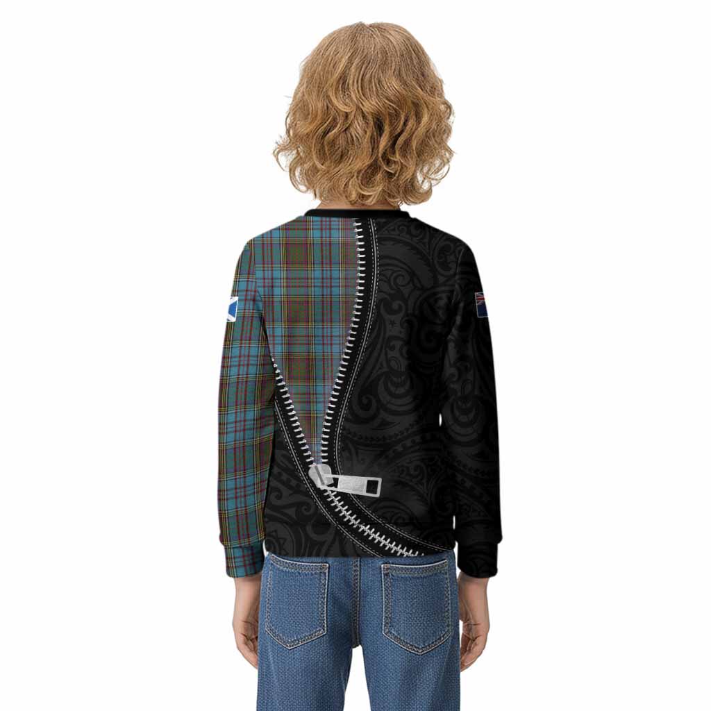 Anderson Tartan Kid Knitted Sweatshirt New Zealand Pattern Unique Zipper Stylized